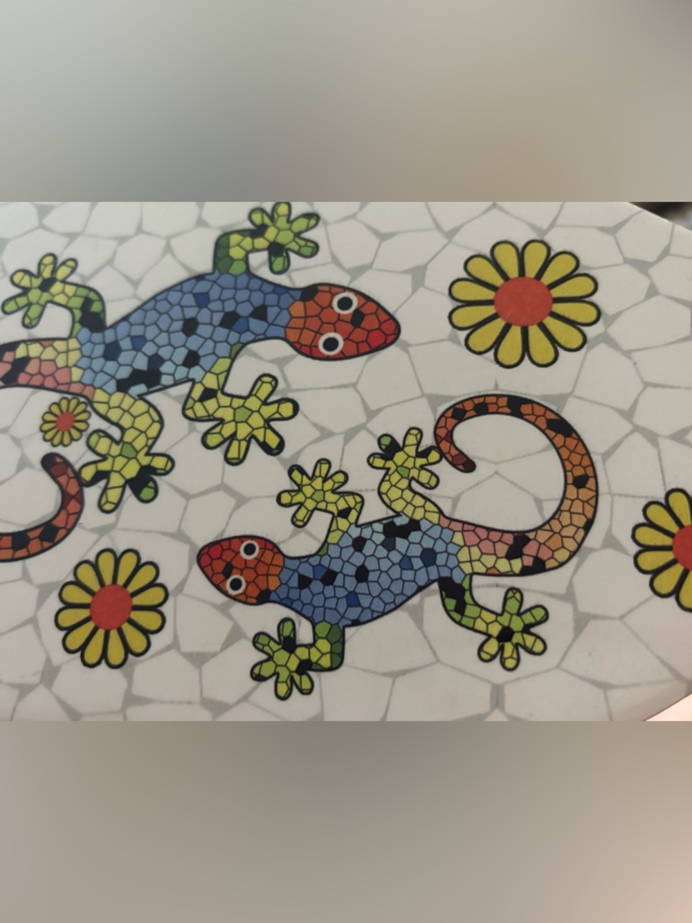 🦎 Mallorca Mosaic Gecko Ceramic Board • Vintage Spanish Wall Art • Cheese Board - Picture 9 of 12